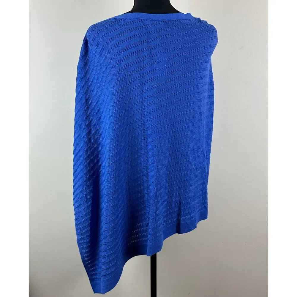 Talbots Asymmetrical Poncho Knit Top Womens M/L Blue NWT Swim Coverup Coastal